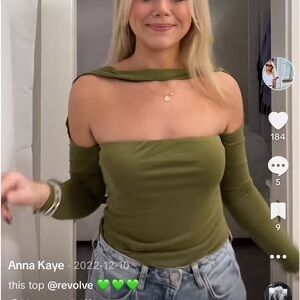Green strapless top